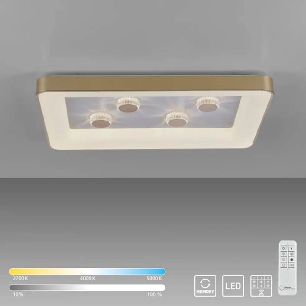 Strak klassieke LED plafondlamp goud met kristaleffect