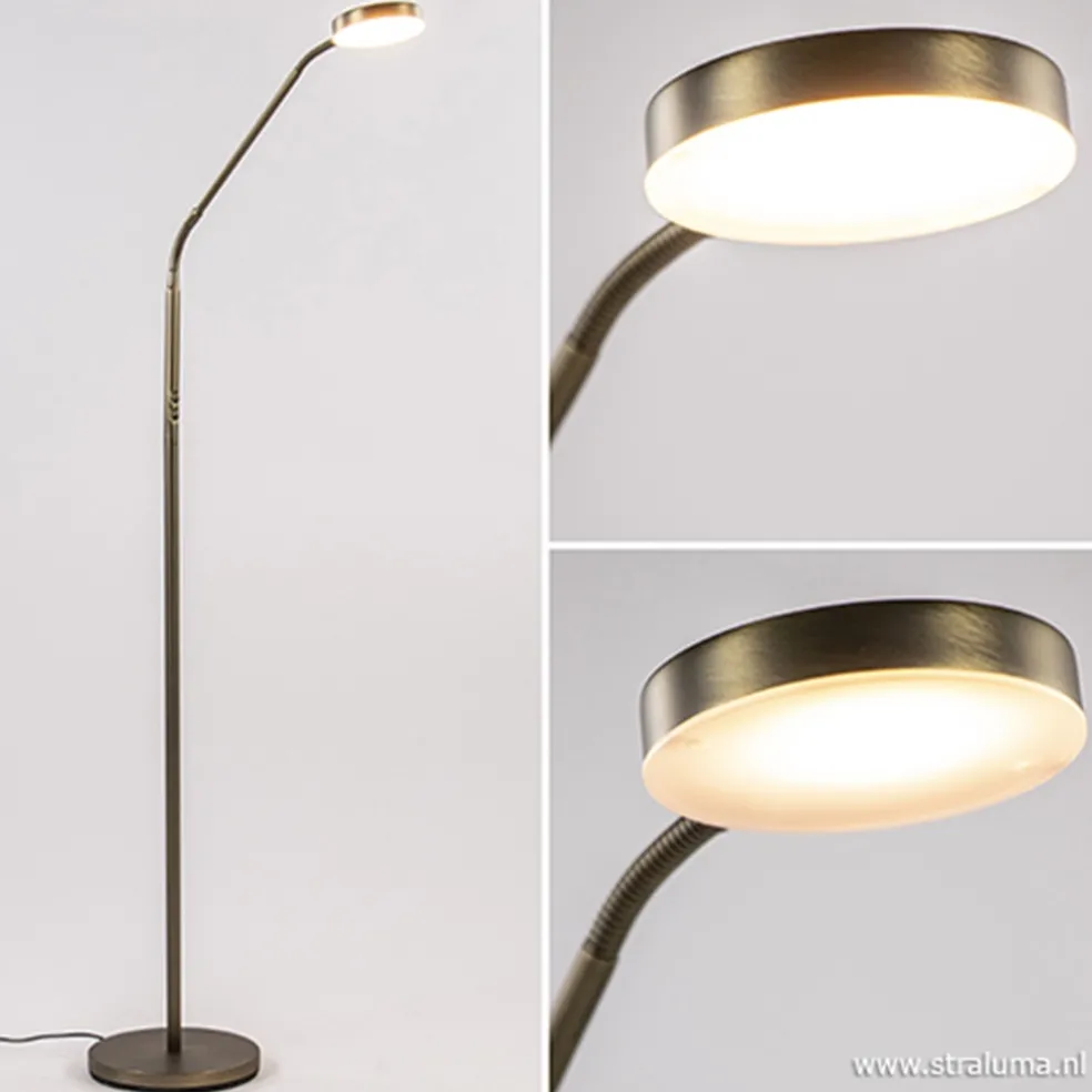 Strak klassieke leeslamp brons dimbaar