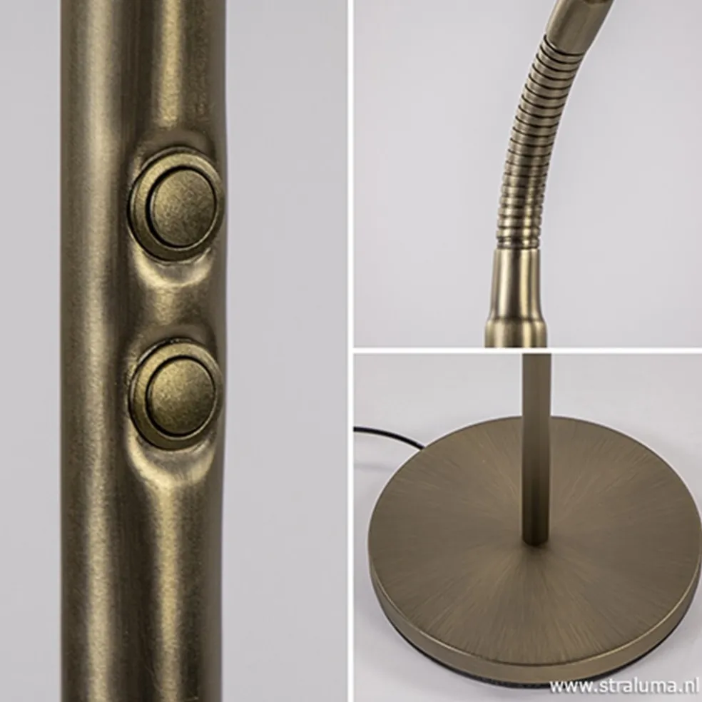Strak klassieke leeslamp brons dimbaar