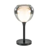 Strak klassieke tafellamp zwart met smoke glazen kap