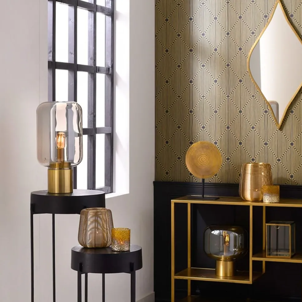 Tafellamp Arturan messing + smoke glas