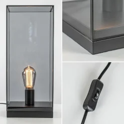 Tafellamp Askjer mat zwart met smoke glas