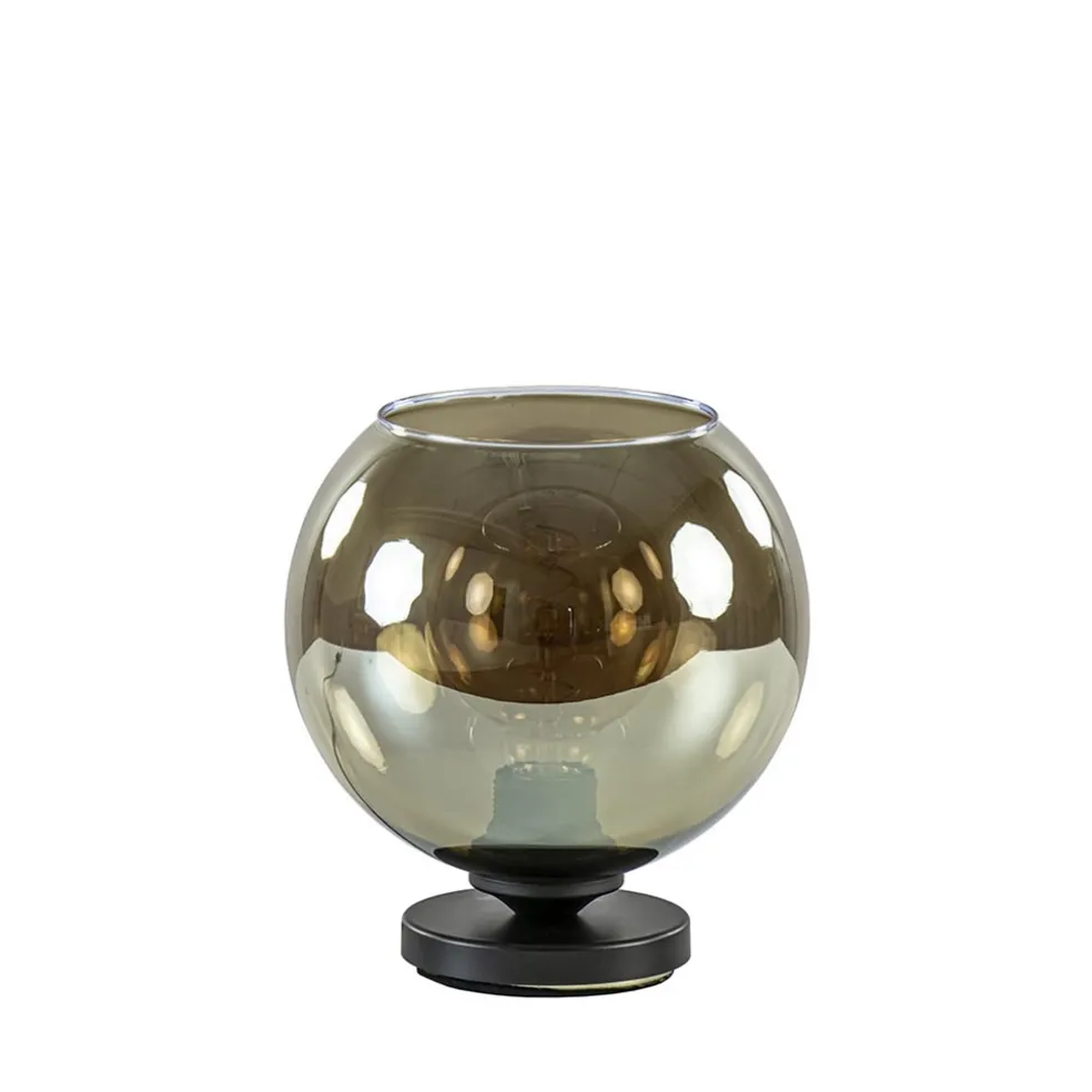 Tafellamp Bella zwart + smoke glas 20cm