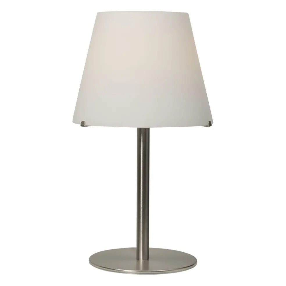 Tafellamp Calabro rvs met wit glas