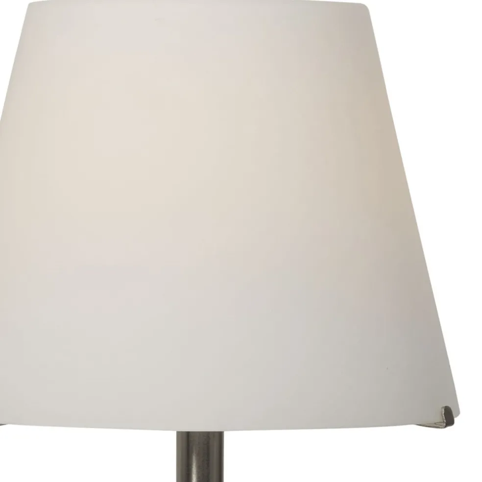 Tafellamp Calabro rvs met wit glas