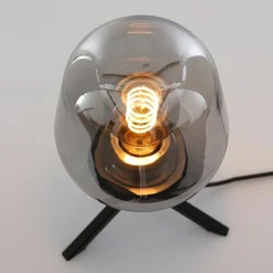 Tafellamp driepoot kegel smoke glas