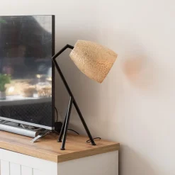 Tafellamp driepoot zwart/schelpen gold