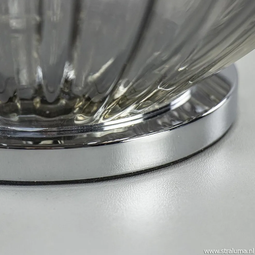 Tafellamp Egg Rib smoke glas