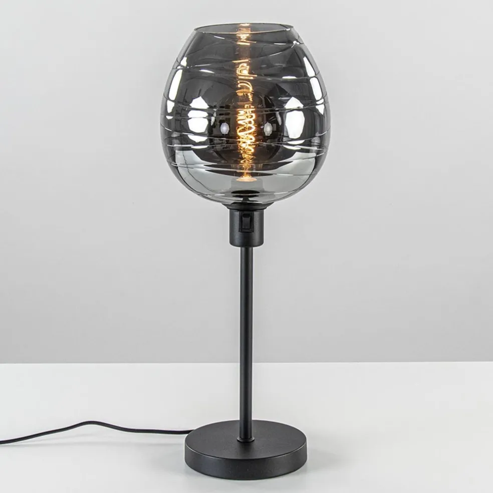 Tafellamp Fantasy op stang zwart + smoke glas