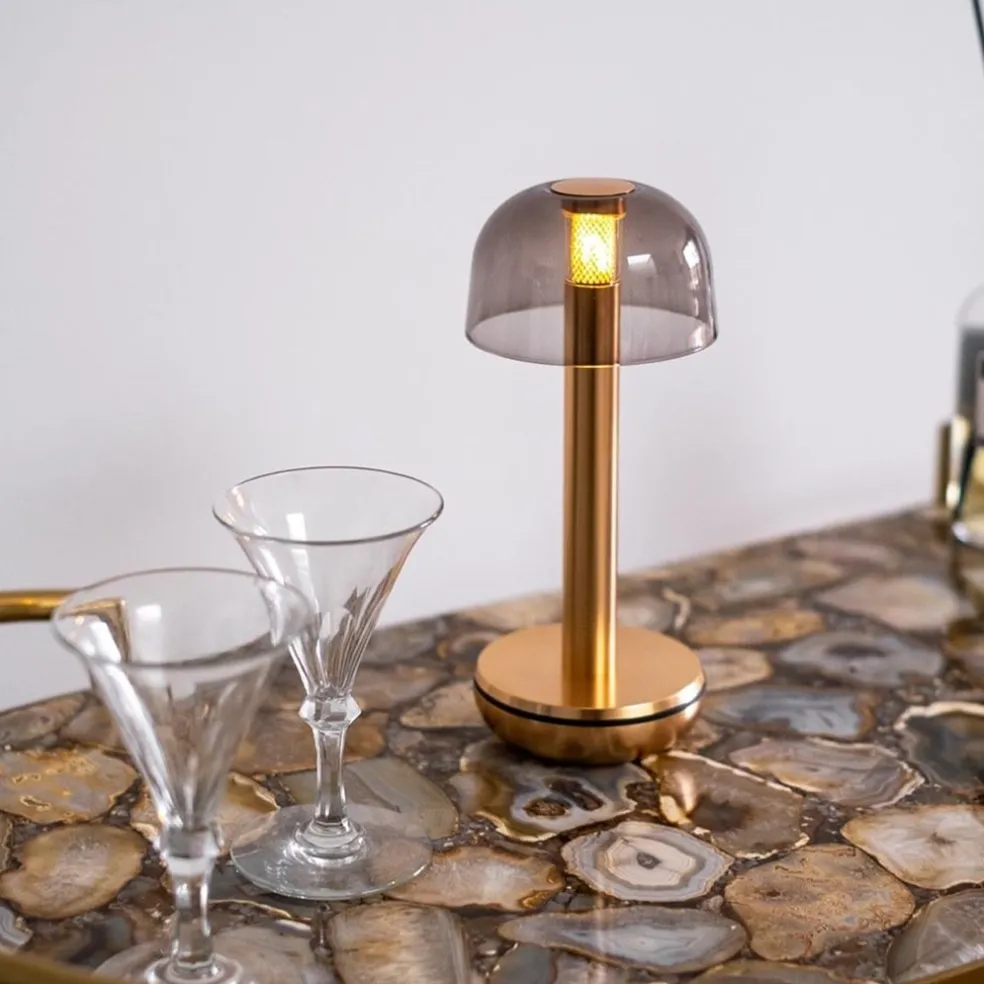 Tafellamp Humble Two goud/smoke oplaadbaar