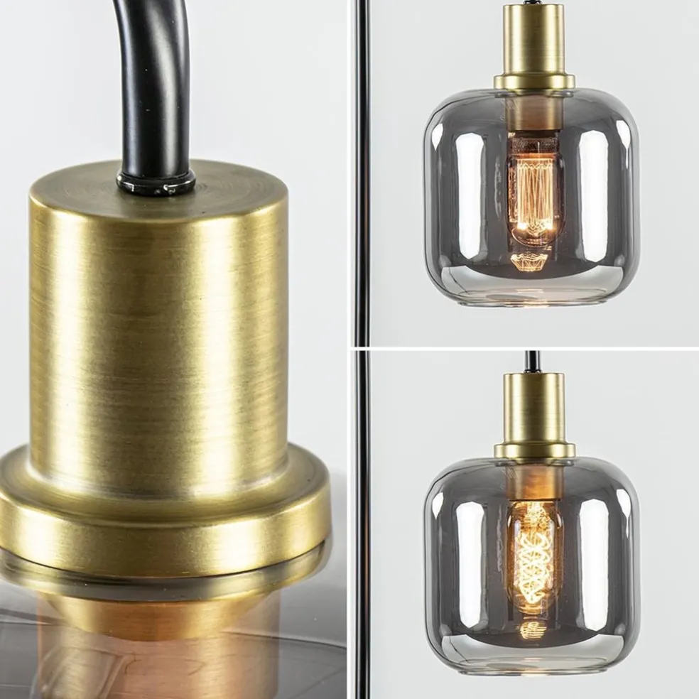 Tafellamp Lekar zwart/brons met smoke glazen kap