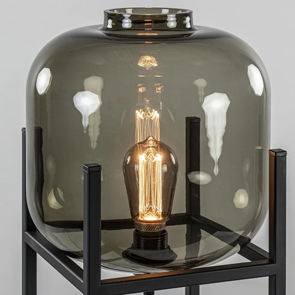 Tafellamp Lett frame zwart/smoke glas