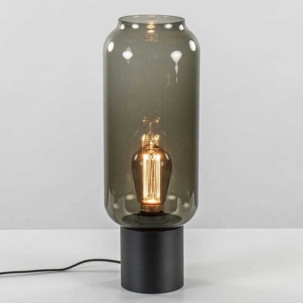 Tafellamp Lett zwart + smoke glas 13cm