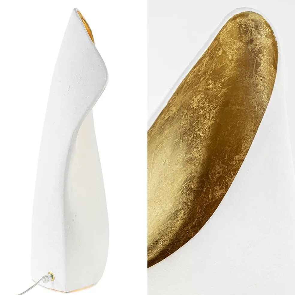 Tafellamp mat wit met goldleaf groot