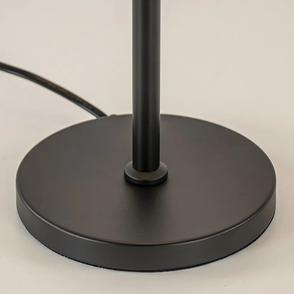 Tafellamp mat zwart met wit glas hoog