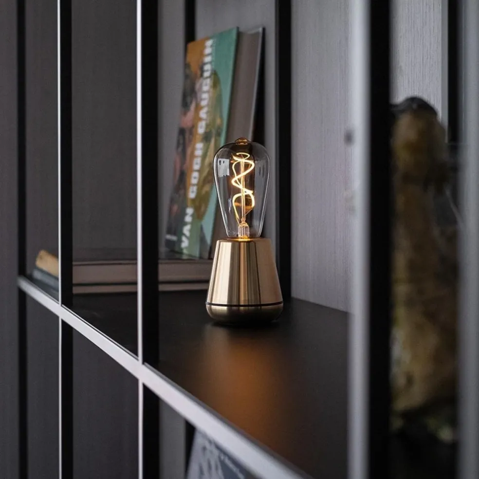 Tafellamp met oplaadbare batterij goud/smoke dimbaar