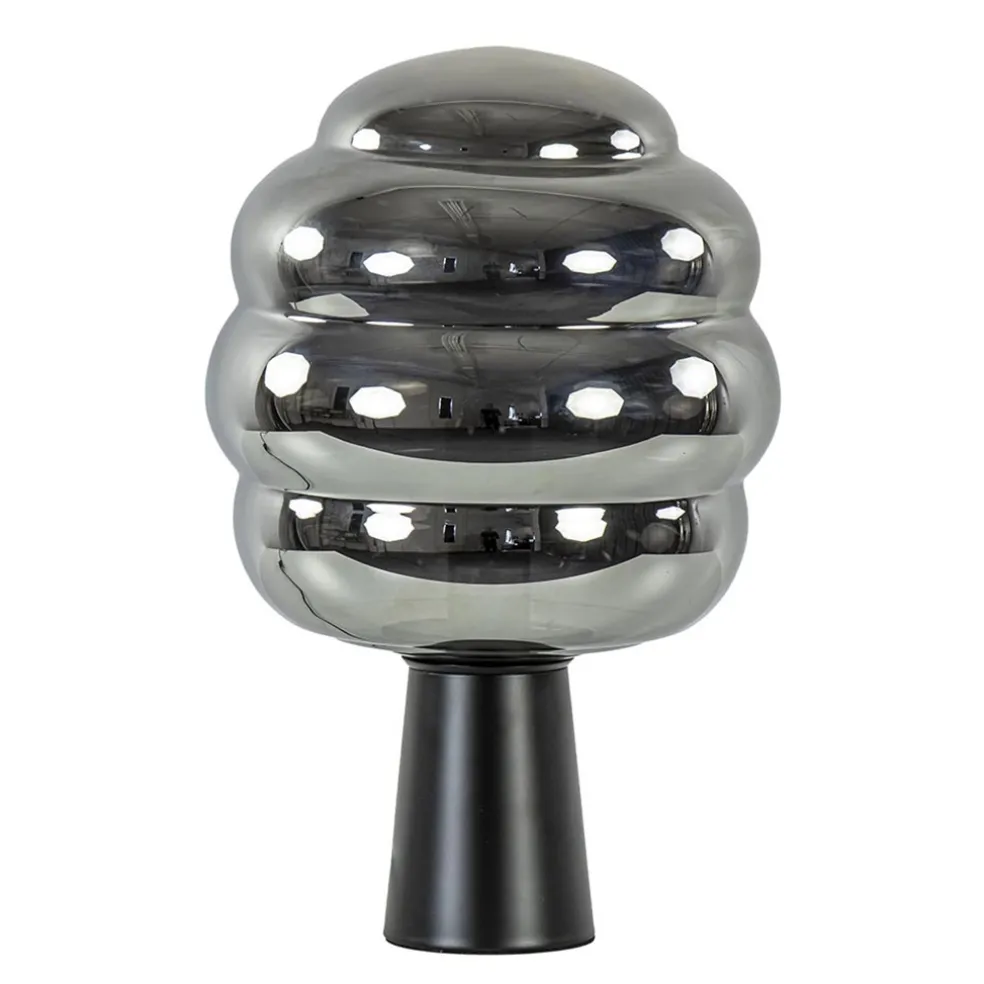 Tafellamp Misty zwart + titanium glas