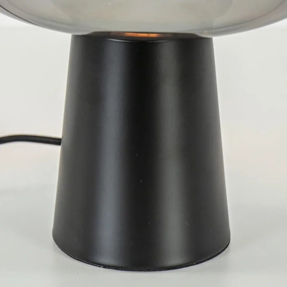 Tafellamp Misty zwart + titanium glas
