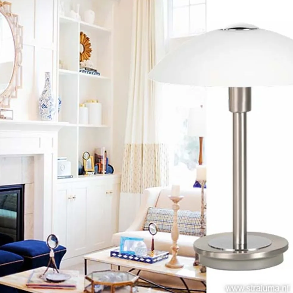 Tafellamp nikkel touchdimmer slaapkamer