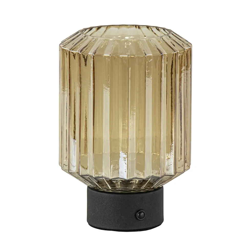 Tafellamp op batterij amber/zwart dimbaar