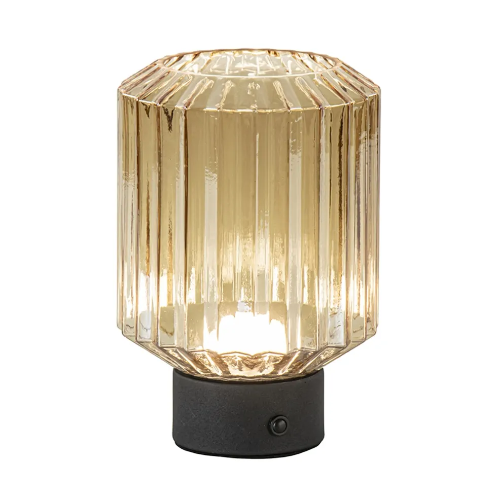 Tafellamp op batterij amber/zwart dimbaar