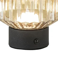 Tafellamp op batterij amber/zwart dimbaar