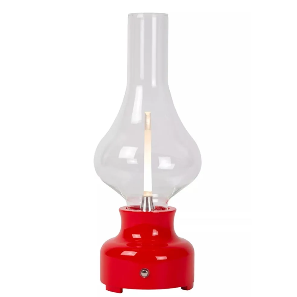 Tafellamp op batterij rood 3-standen dimbaar