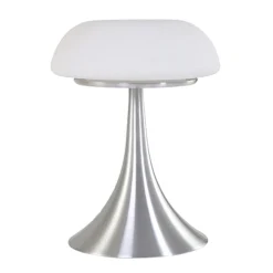 Tafellamp Purissima staal met opaal glas