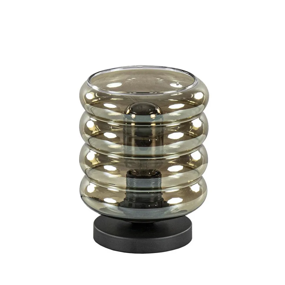 Tafellamp Quinto cilinder rib smoke/zw