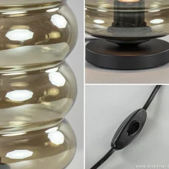 Tafellamp Quinto cilinder rib smoke/zw