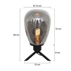 Tafellamp Reflexion ovaal zwart+smoke
