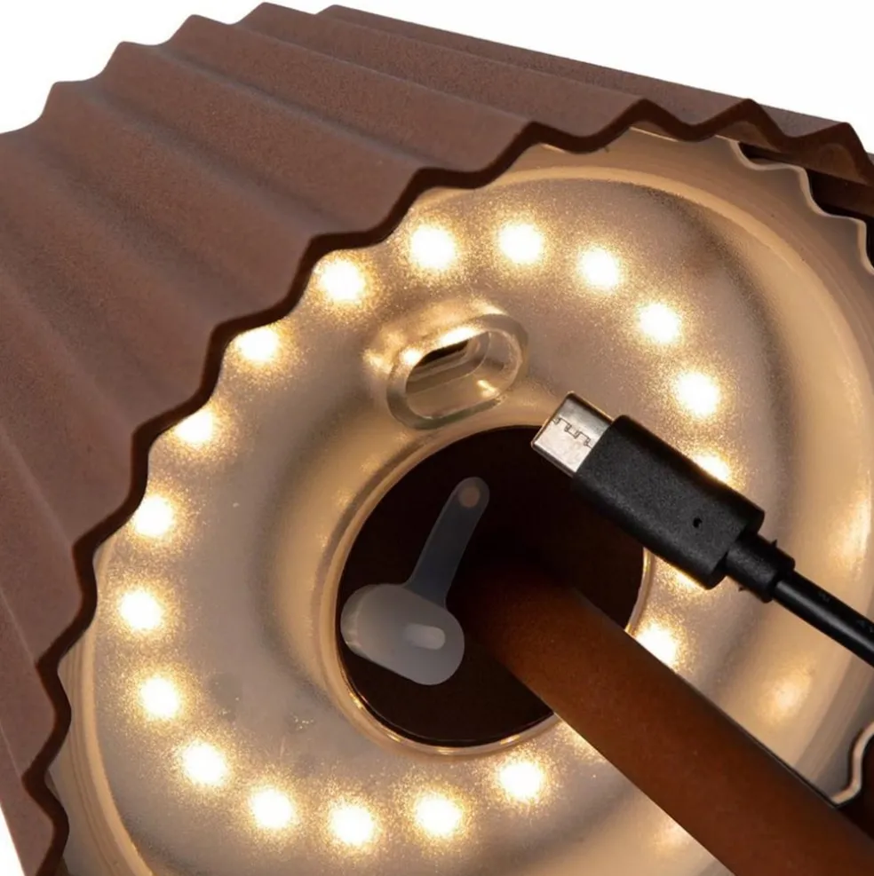 Tafellamp roest bruin oplaadbaar inclusief LED IP54