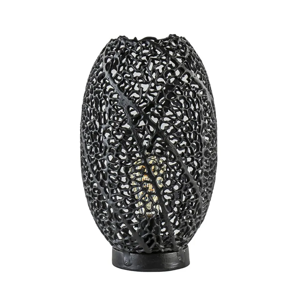 Tafellamp Sinula zwart gevlochten staal