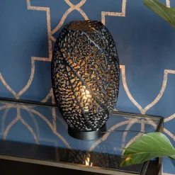 Tafellamp Sinula zwart gevlochten staal