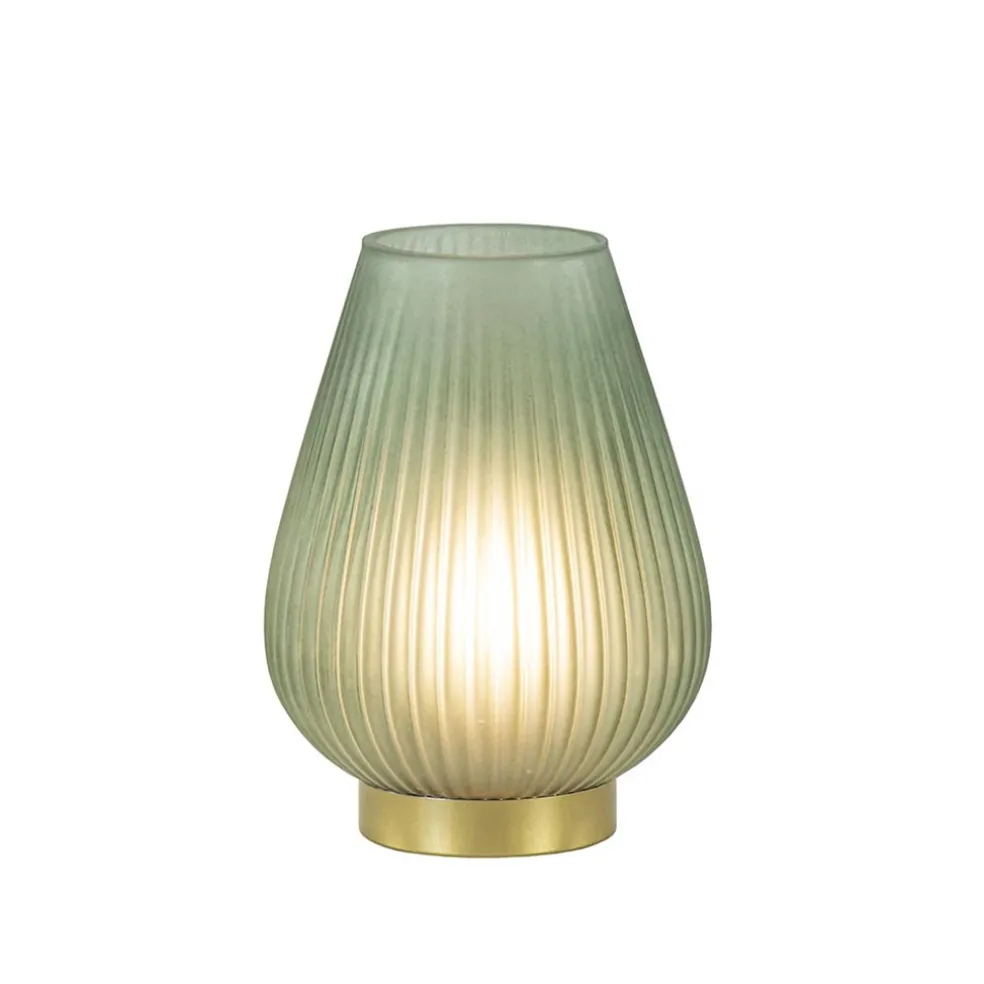 Tafellamp Tajera op batterij donker groen/goud