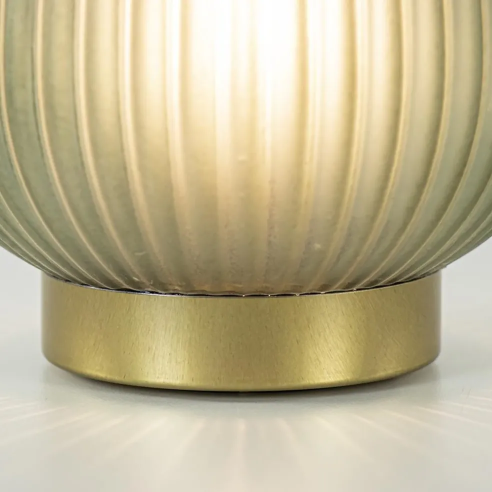 Tafellamp Tajera op batterij donker groen/goud