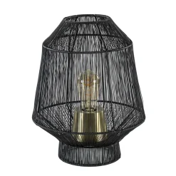Tafellamp Vitora mat zwart met bronzen fitting