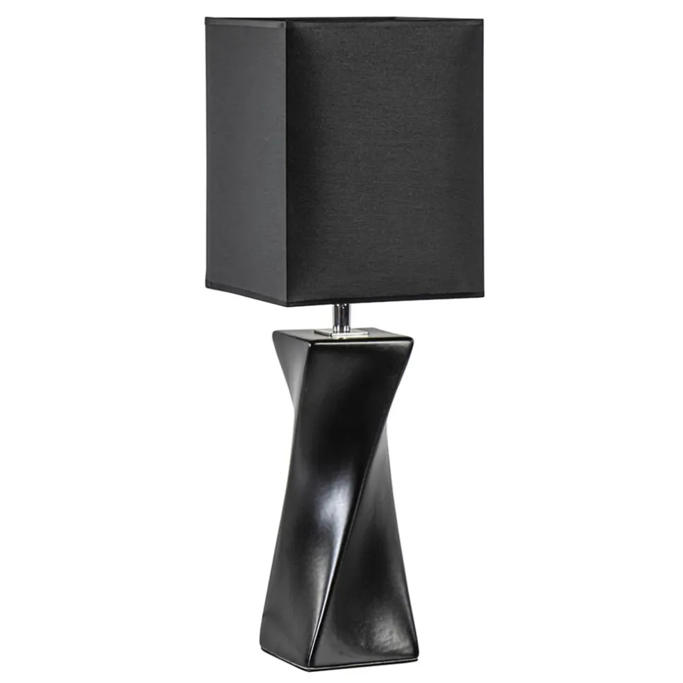 Tafellamp zwart keramiek inclusief kap zwart/goud