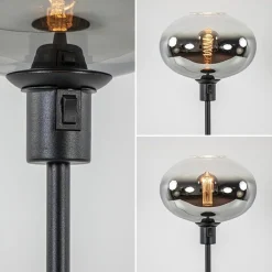 Tafellamp zwart met glazen kap smoke/helder gradient