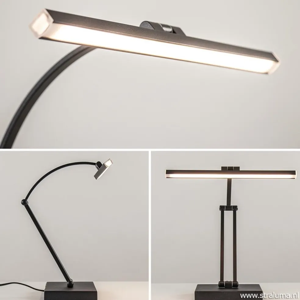 Tafellamp zwart "piano" model+touchdim.