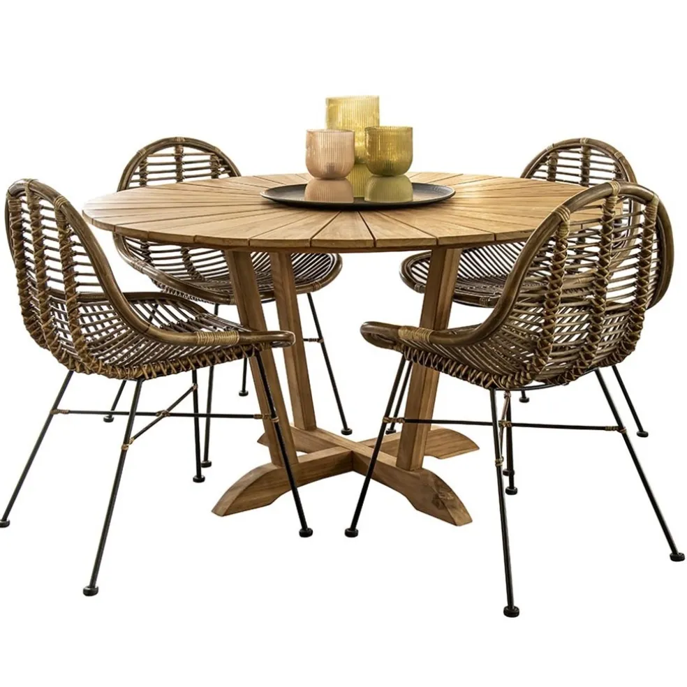 Teak houten buitentafel rond 130 cm