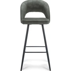 Trendy barkruk velours met zwart metalen poot