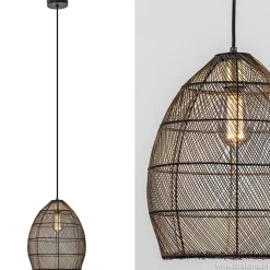 Trendy draad hanglamp Meya zwart/goud