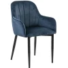 Trendy eetkamerstoel blauw met armleuning