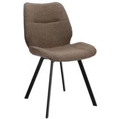 Trendy eetkamerstoel stof bruin met zwarte poot