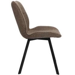 Trendy eetkamerstoel stof bruin met zwarte poot