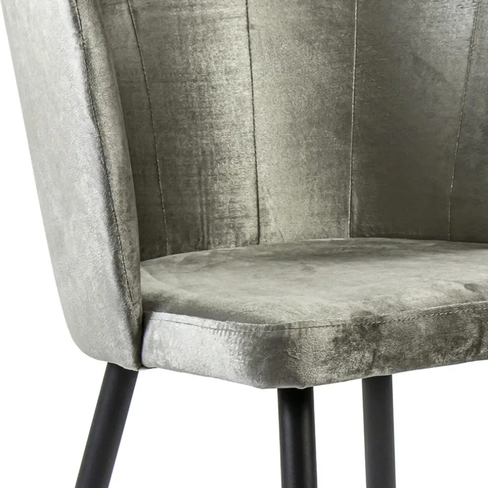 Trendy eetkamerstoel velours met zwarte poot