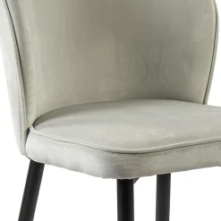 Trendy eetkamerstoel wit velours met zwart metalen poot