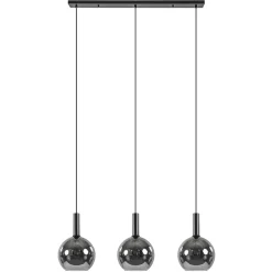 Trendy hanglamp met smoke/titanium glazen bollen