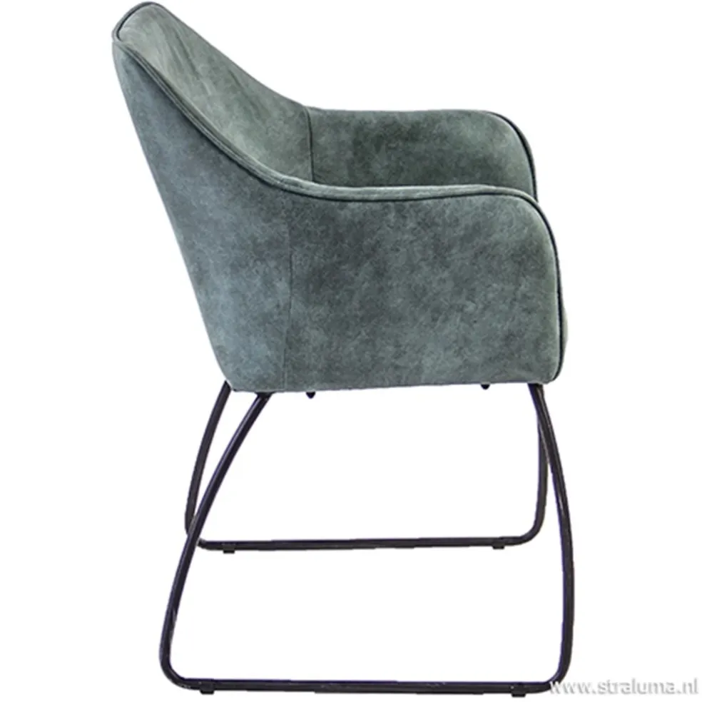 Trendy kuipstoel met zwart metalen poot